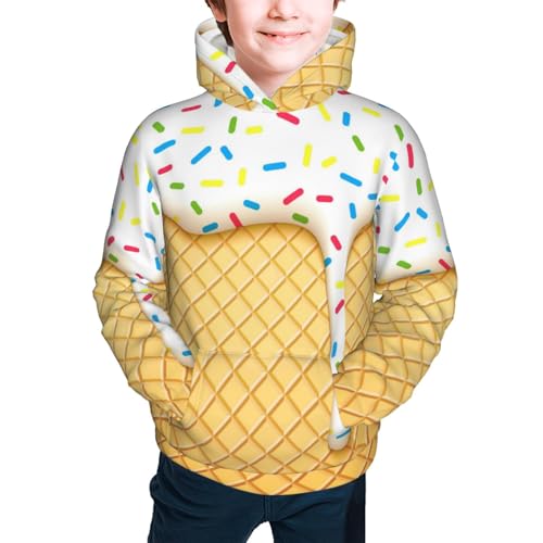 White Ice Cream Kids Pullover Hoodies Boys Sweatshirts Girls Athletic Clothes with Pocket2
