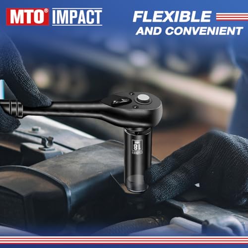 Image of MTO 1 /2 inch Drive 18mm Deep Impact Socket, 6-Point Metric Socket for Automotive Maintaince, CR-V Steel Meets ANSI Standards