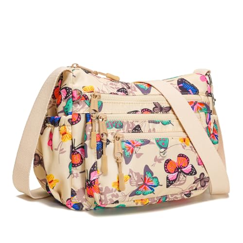 Image of AOCINA Nylon Crossbody Bags for Women Multi Pocket Cross Body Purses | Lightweight Cross Body Bag for Woman with Compartments Lots of Pockets Ladies Messenger Shoulder Handbag for Everyday Travel