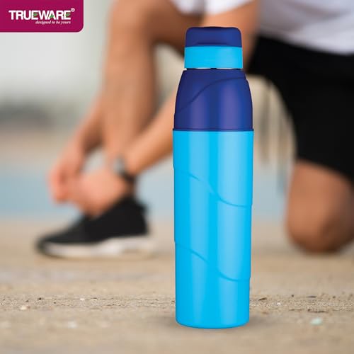 Image of Trueware Wave 500 ML Plastic Insulated Water bottlle for Cold Water, BPA Free, Food Grade, Leak Proof, Airtight (Blue)