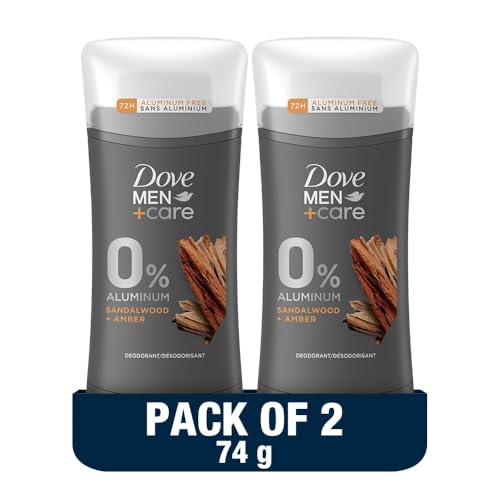 Dove Men+ Care Antiperspirant Deodorant Stick Sandalwood & Amber 72H Protection 0% Aluminium 74g x 2