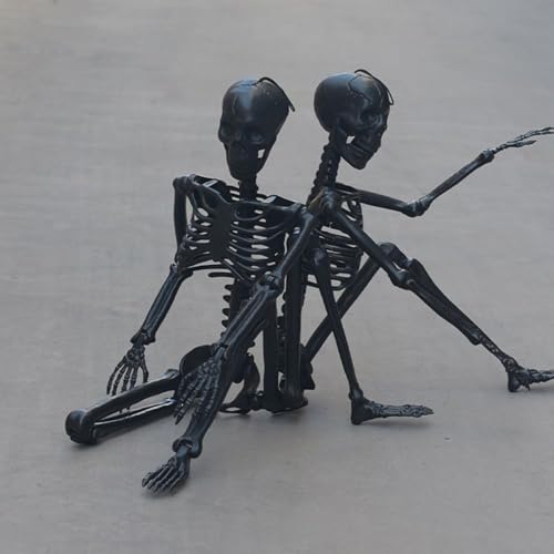 Squelette Halloween 90cm articulé pour déco cimetière gothique - 8