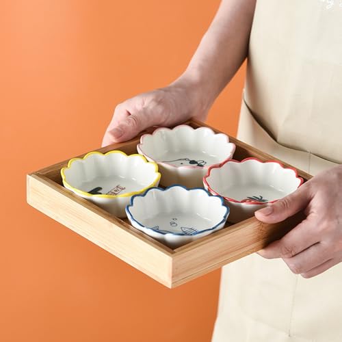 Image of Soy Sauce Dipping Bowls, Ceramic Dipping Bowl, Small Dip Bowls Set Sauce Dish Tiny Bowls Side Dish, Ketchup Soy BBQ Sushi Party Condiments Serving Bowl (Pack of 4, Yellow Bear)