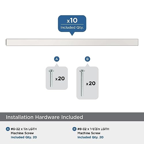 Image of Amerock 10 Pack 6-5 /16 inch Bar Pulls Square Polished Chrome Drawer Pull | 6-5 /16 inch (160mm) Center-to-Center Mounting Distance and 8-5 /8 inches Overall Length, Durable Zinc Cabinet Hardware