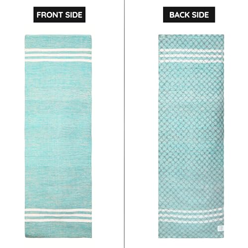 Image of Pure Cotton Anti-Skid, Machine Wash Yoga Mat, 73 Inches x 24 Inches, 5mm Thickness, Green