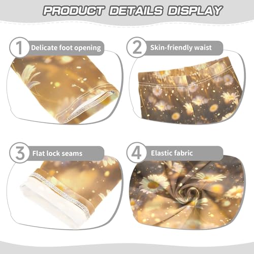 Whimsical Daisy Flower Girls Casual Leggings for Kids Printed Long Pant Bottoms Stretch and Soft3