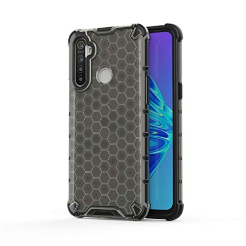 Image of Glasgow | for Realme 5 Honeycomb Pattern Back Case Cover for Realme 5 with 4 Bumper Corners and Military Grade Protection - Black