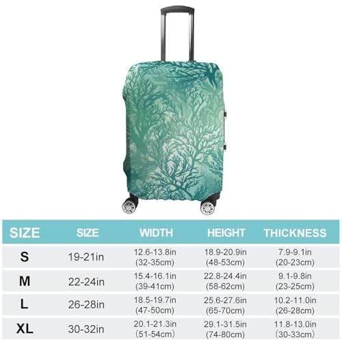 Green Sea Blue Seaweed Printed Luggage Cover Protector, Fits 18-32 Inch Luggage2