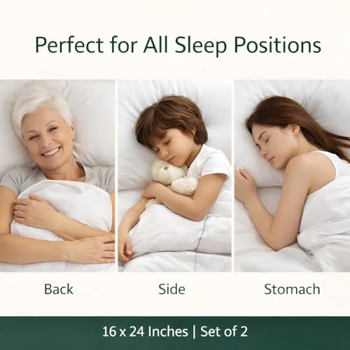 Image of DALUCI Microfiber Sleeping Pillows Set of 4 - Soft Adjustable Bed Pillow 16 x 24 Inches (41 x 61 cm) Standard Size for Back, Side & Stomach Sleepers | Breathable & Washable White Pillows