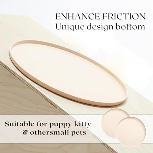 Napfunterlage Hund Rund 2 Stück, BPA-Freie Silikonmatte mit Rand, Durchmesser 25 cm rutschfeste Haustiermatte für Futter- und Wassernäpfe, Leicht zu Reinigen und Wasserdicht,Beige