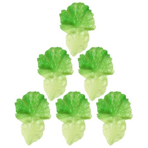 LOLIPPYY 6pcs Lifelike Artificial Lettuce Leaf Models Simulation Vegetable Leaf Decor for Home Kitchen Display Faux Vegetable Adornments