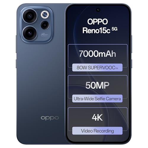 Image of Oppo Reno15c 5G (Twilight Blue, 12GB RAM, 256GB Storage) with No Cost EMI /Additional Exchange Offers