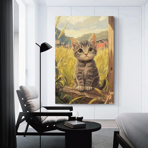 Chat rural chinois Impression sur Toile de Qualité Supérieure pour Salon - 3