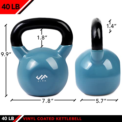 JFIT Kettlebell Weights Vinyl Coated Iron, Steel Blue, 40 LB - Image 3