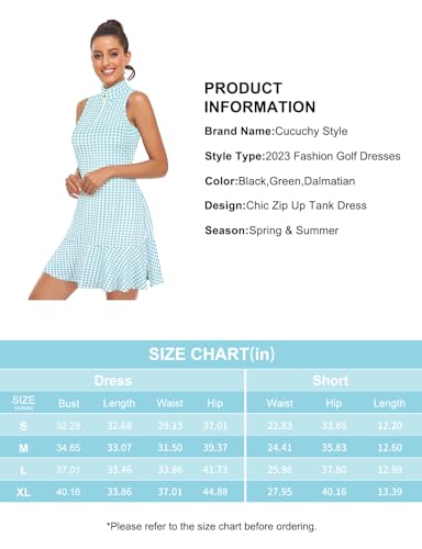 Cucuchy Vestido feminino de golfe, tênis, sem mangas, atlético, para treino, Blue Houndstooth, P