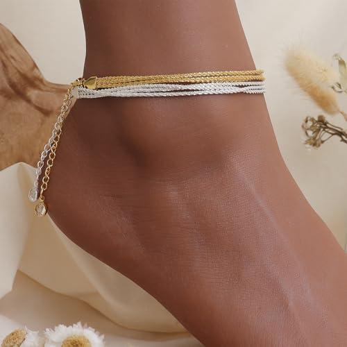 Image of Dainty Gold Shell Pearl Charm Ankle Bracelet for Women Trendy non-Tarnish Adjustable Anklet Summer Beach Fashion Jewelry Gift