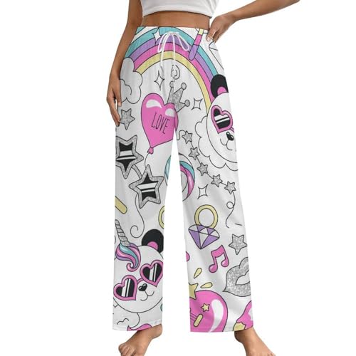 Pantalon de nuit femme licorne panda fini les vêtements de nuit sans poches