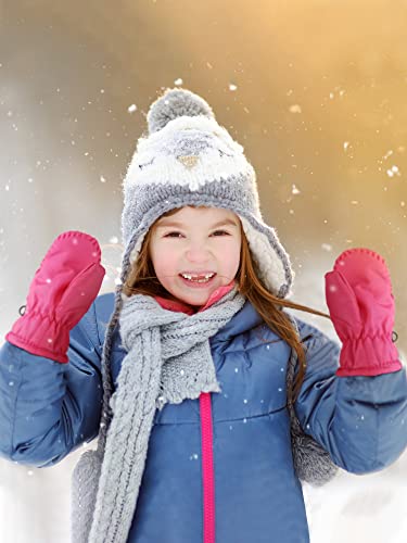 3 Pairs Kids Ski Mitten Toddler Winter Waterproof Snow Gloves Unisex Cold Weather Warm Mitten For 3-6 Years Girls Children Boys Skiing Snowboarding (Pink, Light Blue, Rose Red,1-3 Years) #TOP1