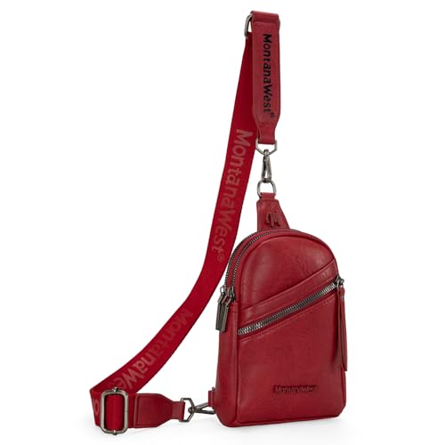 Montana West Pequeña riñonera cruzada para mujer, bonita riñonera cruzada, Rojo (F-Red), Small