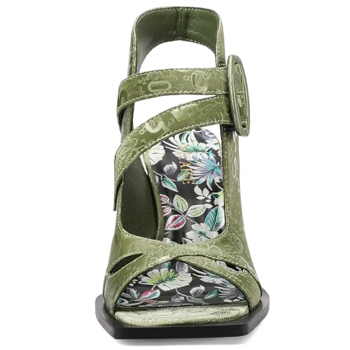 TDD Chunky Gladiator Sandals for Women Summer Dressy High Heels Square Toe Block Sandalias Para Mujer Open Toe Faux Leather Strappy Outdoor Ladies Wedding 3 Inch Sandles3