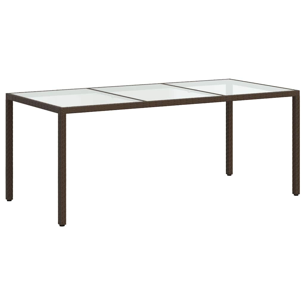 vidaXL Mesa Jardín Comedor Cocina Patio Terraza Balcón Mobiliario Muebles Soporte Exterior Vidrio Templado Ratán Sintético Marrón 190x90x75 cm