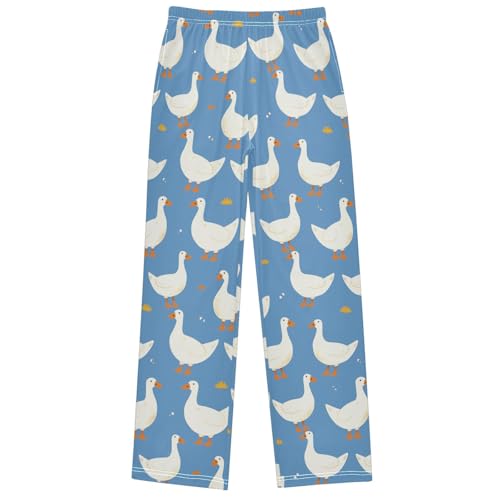 Boy's Pants White Goose Jogger Pants Elastic Waist Long Bottoms Trousers with Pockets 6-14 Years