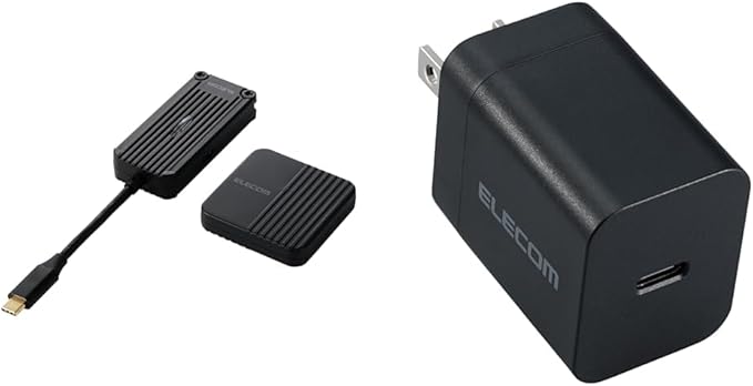 【AC充電器セット】 エレコム ワイヤレス HDMI 送受信機セット 無線 Type-C 接続 5GHz/最大30m転送 フルHD/60Hz 有料コンテンツ対応 ブラック DH-CW4K110EBK + 充電器 Type-C 20W USB PD対応 1ポート PSE認証品 GaN採用 折りたたみ式プラグ ブラック EC-AC6820BK