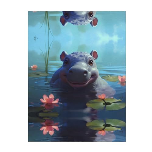 Couverture hippopotame 203x152 cm jeté de lit imprimé chaud