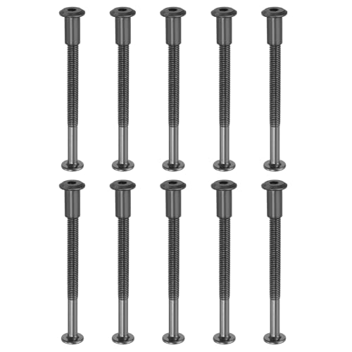 PATIKIL M6 x 80 mm Vis Chicago à Tête Hexagonale, 10 Ensembles Vis de Fixation pour Boulons, Écrous à Tête Creuse, pour Scrapbooking, Ceinture, Album Photo, Réparation de Meubles, Noir