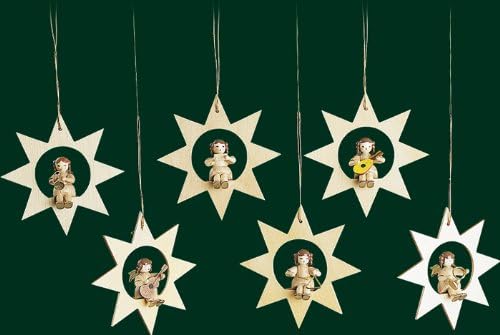 Rudolphs Schatzkiste Angel in The Star Christmas Tree Decoration Tree Decoration Christmas Tree Manual Work 8cm ore Mountains New