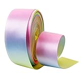 Light Rainbow Satin Ribbon Double Face Curling Ribbons for Crafts, Wreath, Gift Wrapping, Home Decor, Party, 1'' 10 Yards