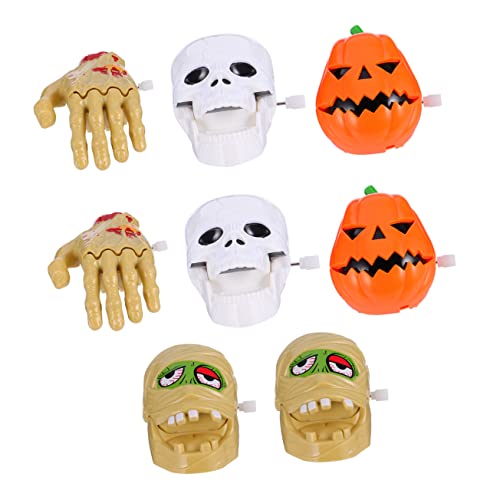 BRIGHTFUFU 8Pcs Halloween Clockwork Creepy Wind Up Mummy Skull Ghost Hand for Fun Decorations and for Adults Lightweight