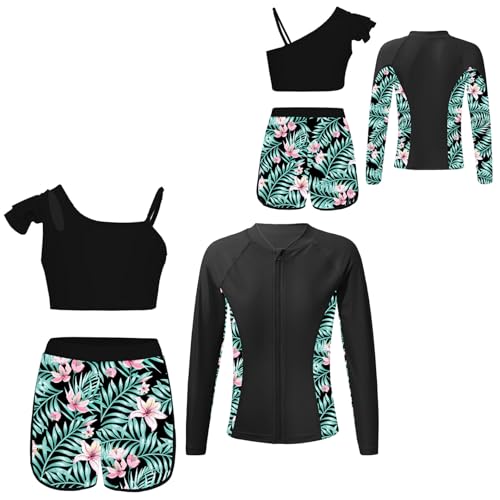 Costume de bain filles manches longues anti-frottement avec short