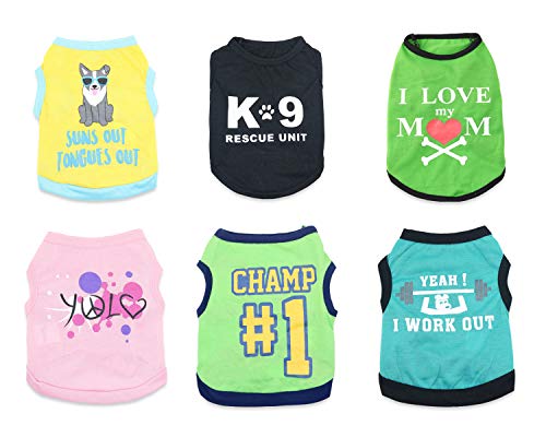 Small Puppy Shirts Printed Puppy Tshirts Cute Dog Clothing Cotton Dog Pullover Soft Shirt for Pet Dog Apparel Christmas New Year