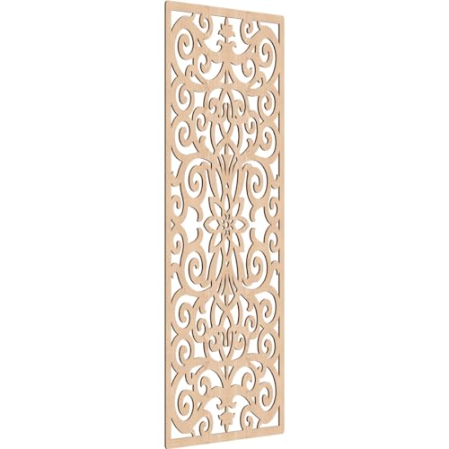 Image of Buel Decorative Pierced Fretwork Wood Wall Panels, 37 3 /8 inchW x 94 3 /8 inchH x 3 /8 inchT, Red Oak