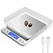 Produktbild Digital Küchenwaage, Wiederaufladbare Präzision Digitale Küchenwaage(0,1g/3kg) mit 2 Tabletts, LCD-Display mit Edelstahlbeleuchtung, Tara- und PCS Funktion