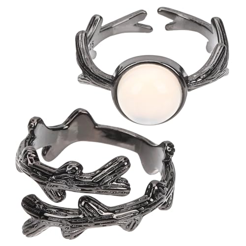 DEARMAMY 2 Piezas Anillo de espinas anillo mujer anillo Anillo de ajustable anillo de hombre Anillo de Anillos de moda Anillos de anillo de decoración cobre Black