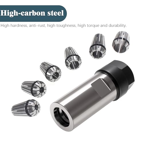 Image of M14 Thread Angle Grinder Extension Rod to Drill Adapter, ER16 Spring Collet Set for (6mm, 1 /4 inch, 8mm, 3 /8 inch, 10mm, 1 /2 inch) Shank Bits, Electric Drill Conversion Kit for Woodworking, Metal, Tile Drilling