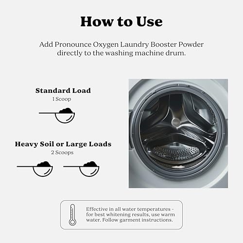 Image of Pronounce Enzyme Oxygen Laundry Booster - Brightens White & Tough on Stains, Fights Odor. Enzyme Stain Fighter, Cleaner Ingredients, Fragrance Free - Ultra Concentrated, HE - 60 Loads (Unscented)