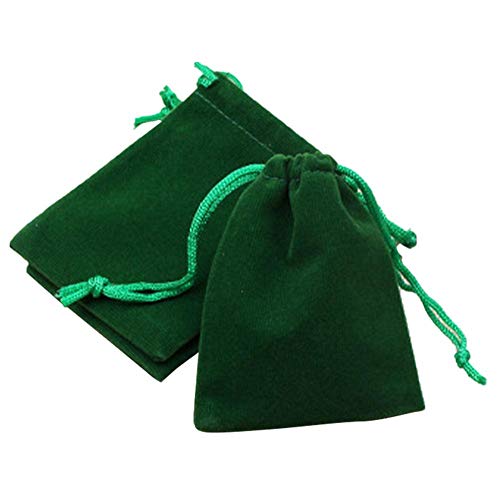 Fablcrew 50 Stück Samtbeutel, Tasche mit Kordelzug für Schmuck, Portable Samtbeutel Schmuckbeutel, 9 x 7 cm, Grün Cover