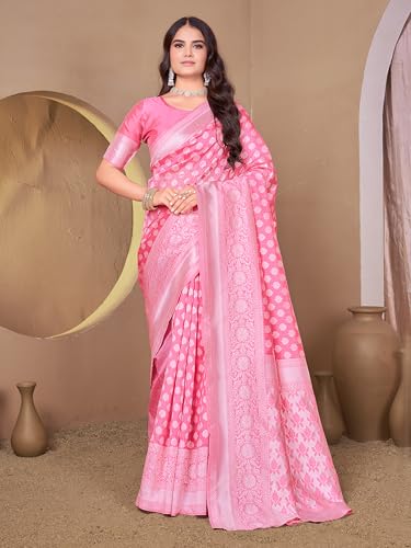 Image of Glory Sarees Women's Woven Pure Soft Kanjivaram Silk Saree Banarasi Style With Blouse Piece for Wedding