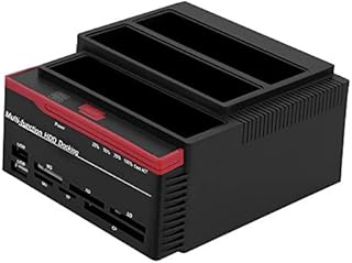 Dual-Bay 2.5inch 3.5inch USB 3.0 to SATA/IDE HDD Hard Drive Docking Station Support Hard Disk Offline Clone + HUB Reader(US Plug) 100-240V