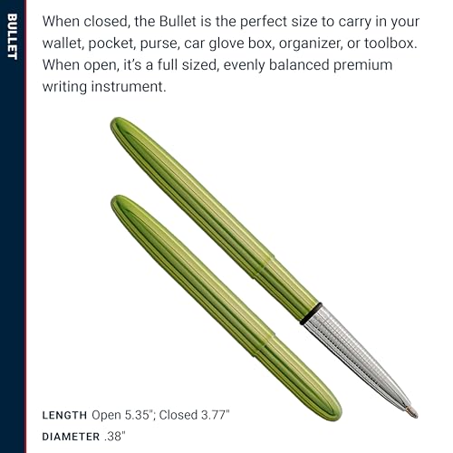 Image of Fisher Space Pen Aurora Borealis Lime Green Bullet Pen, Pressurized Ballpoint Pen, Compact Size, Writes Upside Down, Extreme Temperatures, Black Ink, Medium Point, Gift Box, Made in the USA