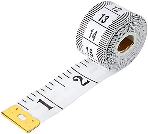 2 Sided Tape Measure | Suitable for Measuring Body | Sewing Tape | Inches & Cms | 150cm | 60 inches | Plus Bonus eBook (White)
