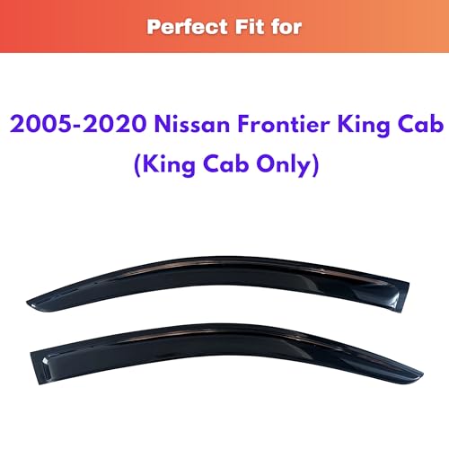 Image of KPY Rain Guards Fit for 2005-2020 Nissan Frontier King Cab, Out-Channel Window Visors Vent Wind Deflectors 2PC, Truck Accessories for 05-20 Frontier (Extended Cab Only)