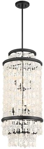 Minka Lavery 6704-66 Shimmering Elegance Quartz Crystalline Foyer Pendant Ceiling Light, 6-Light 360 Total Watts, 37" H x 16" W, Sand Coal