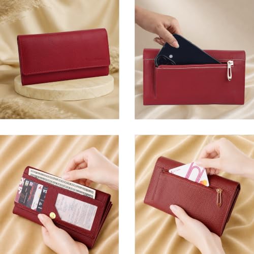 Image of Steve Jhonson Leather Wallet for Women - Mini Hand Purse with Card Holder - Women Stylish Clutch Purse - Cute Mini Ladies Wallet for Daily Use - Fancy Ladies Purse with Slim Design (Red)