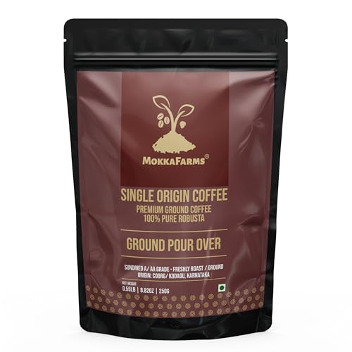 Image of MokkaFarms Premium 100% Robusta Coffee - Pour Over - Dark Roast| Fresh & Single Origin | Plantation A /AA Beans | Rich, Flavourful & Aromatic | One Way Valve Zip-Lock Bag