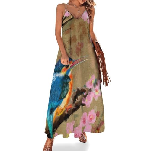 Robe longue fleurs et oiseaux pour femme une silhouette maxi fluide aux finitions soignées