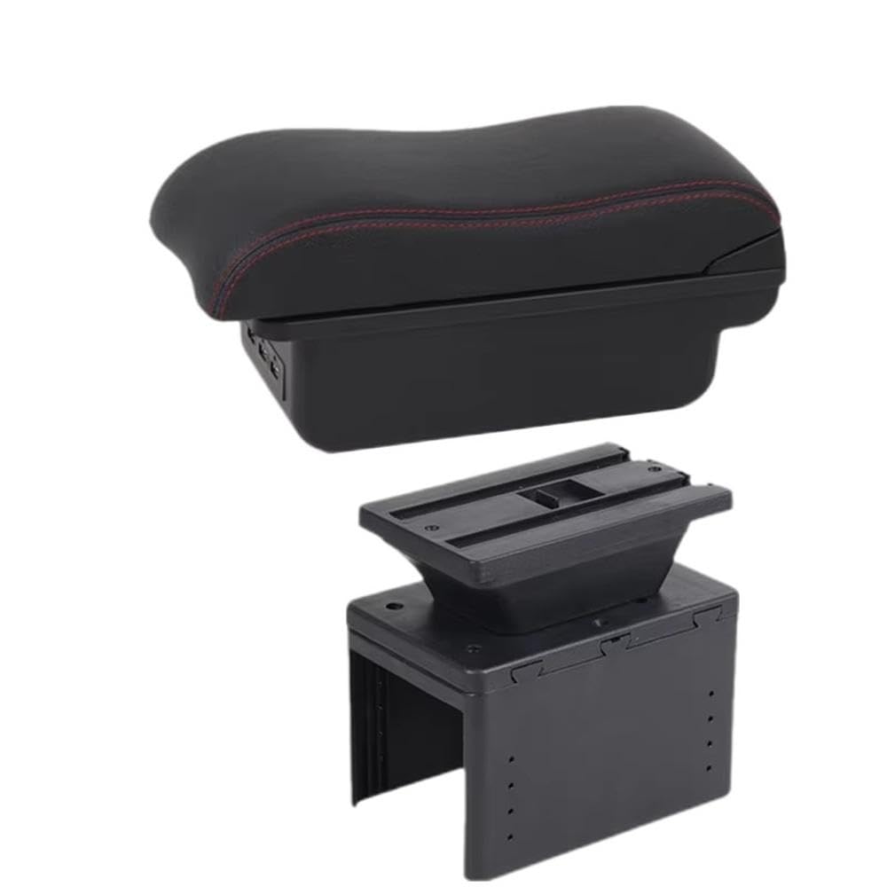 FSOZDBBPL For Nissan Micra K14 2020-2024 Car Armrest Box Center Console Armrest Storage Box Interior Parts(B2 Black red 3USB)